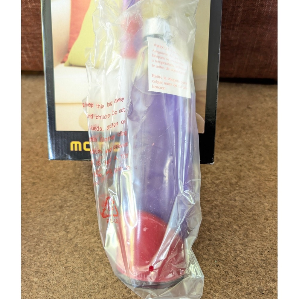 No Boundaries Motion Lamp Purple Red Lava Lamp Silver Base New in Box 19" Y2K - Picture 4 of 5